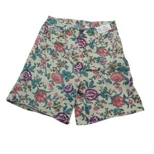 EXP Jeans Shorts Womens M Ivory Floral High Waist 5 Pocket Design Casual Bottoms